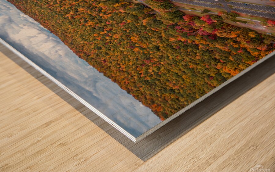 Fall Aerial Mauch Lake Beach and Landscape Wood print