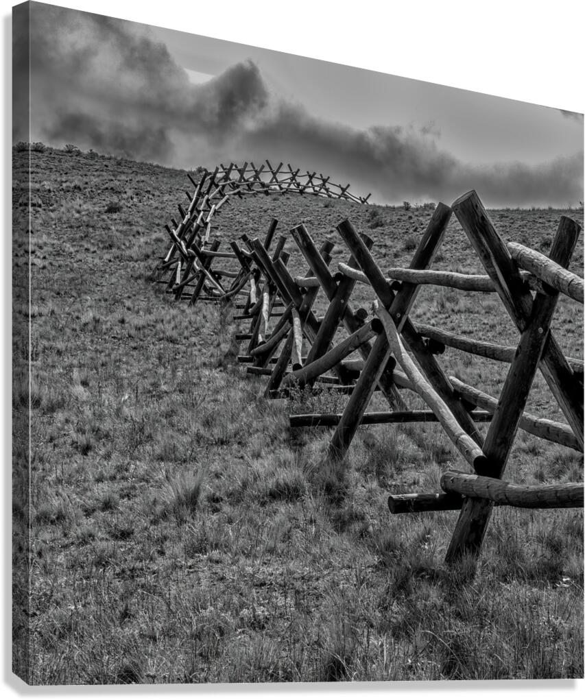 Colorado Ranch Fence Line In B&W