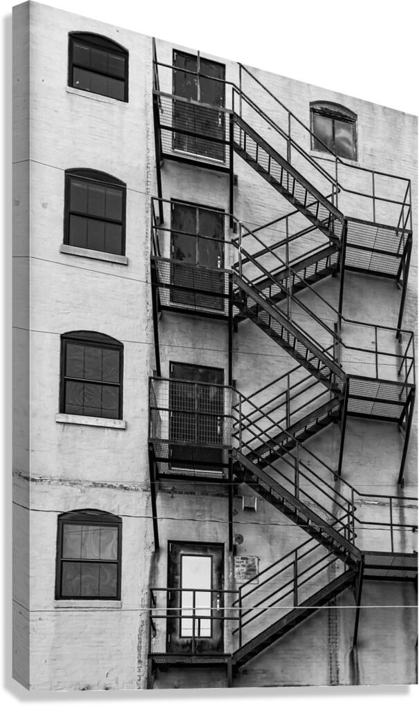 Windows And Fire Escape in B&W