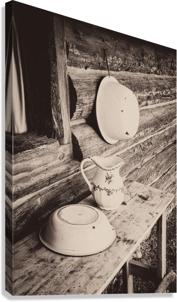 An Antique Washroom In Monochrome