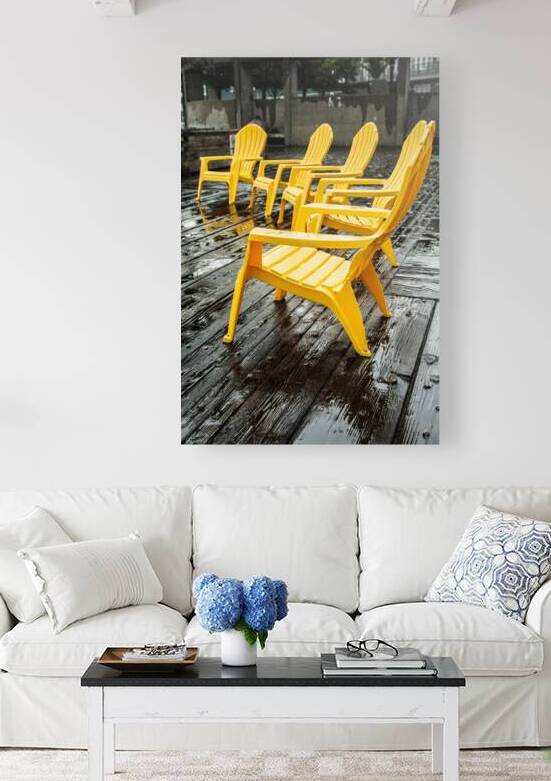 Grouping Of Yellow Chairs Near Pike Place Market In Seattle Washington by Prairie Wind Imagery