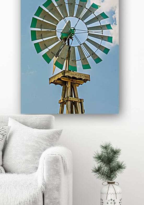 Nebraska Windmill And Blue Sky by Prairie Wind Imagery