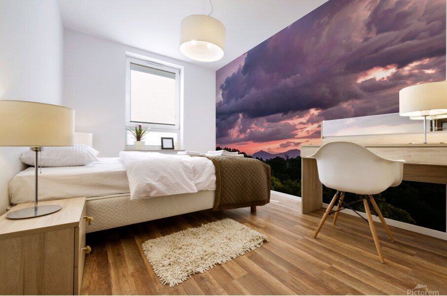 Purple Sunset Glow Mural print