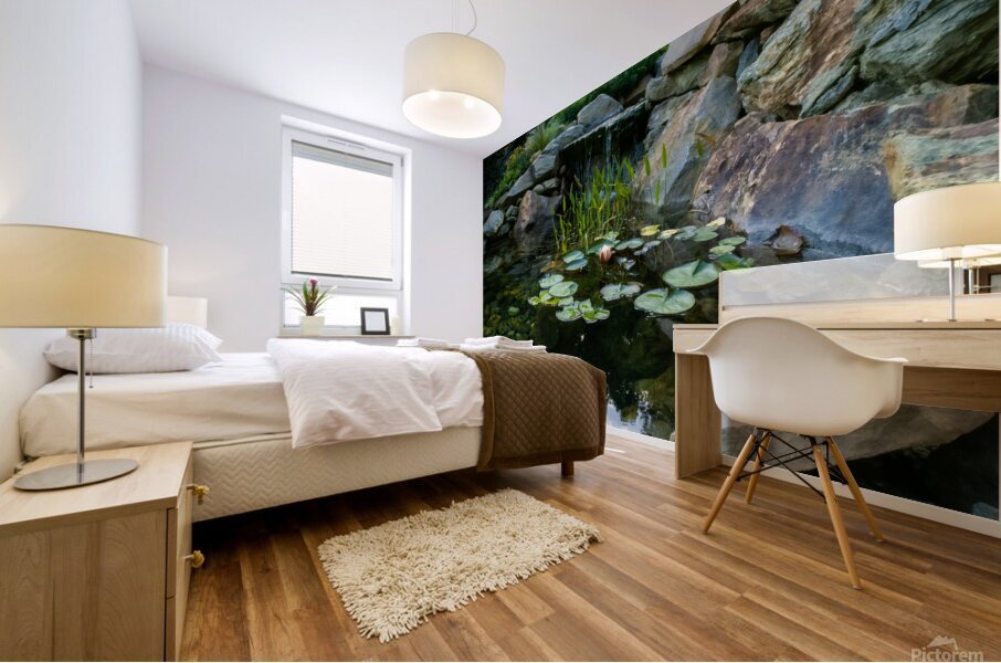 Lotus and Waterfall Mural print