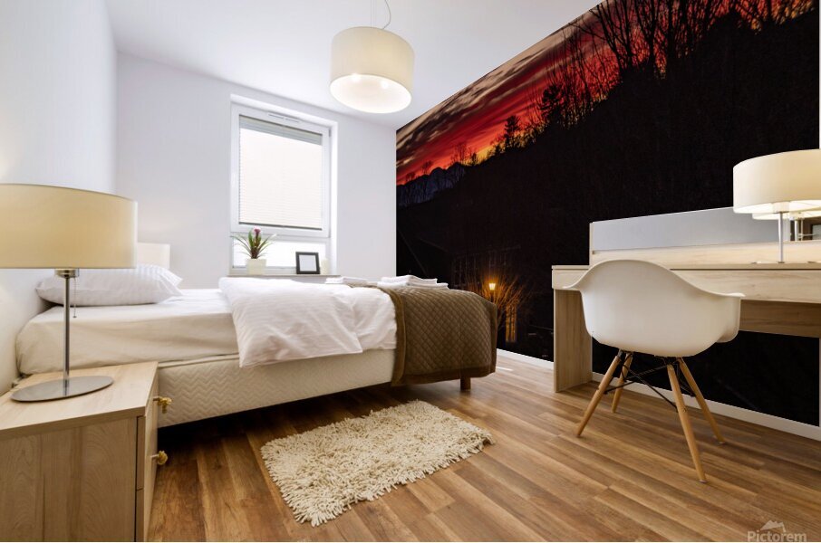 Blood Red Sunset Mural print
