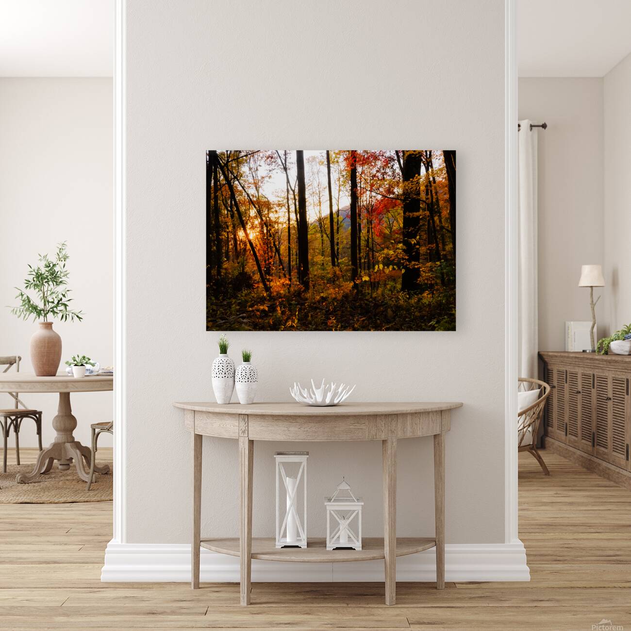 Sunset Through Fall Foliage Reproduction