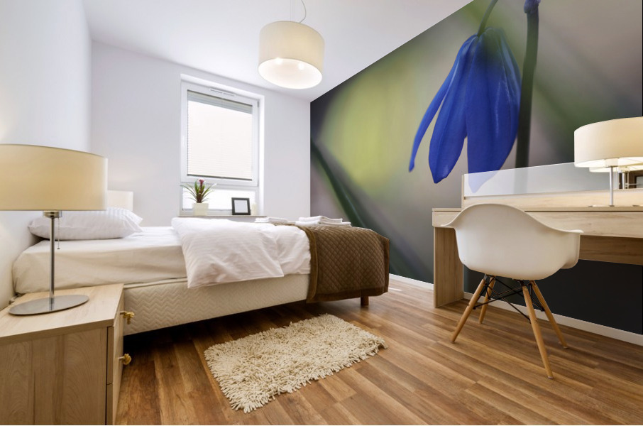 Tiny Blue Umbrella Mural print