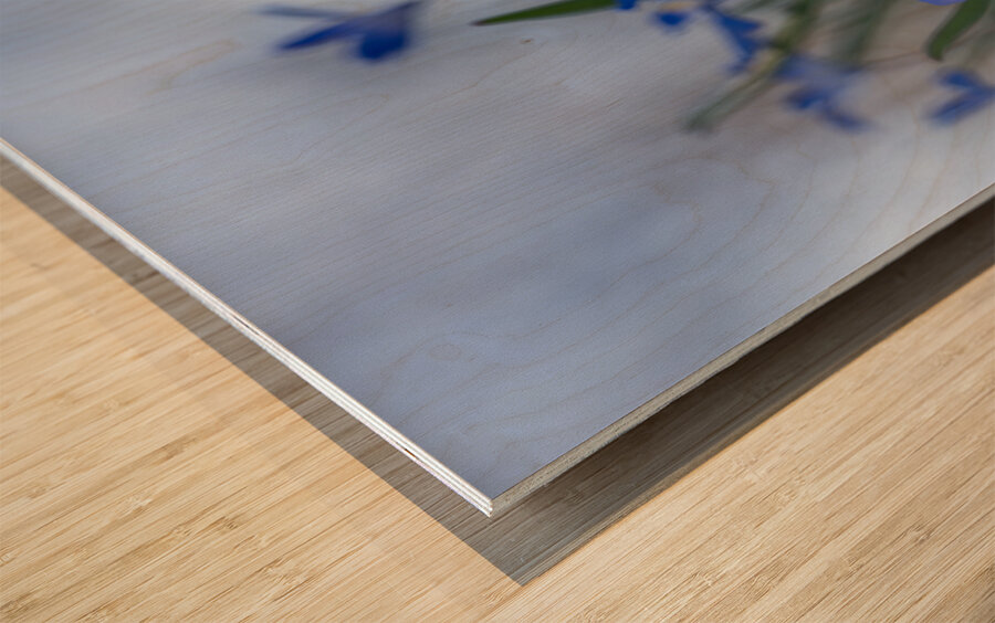 Little Blue Bulbs Wood print