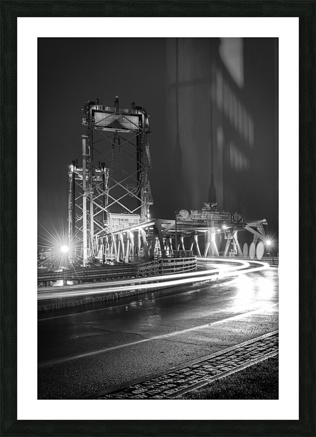 Memorial Bridge Light Trails Picture Frame print