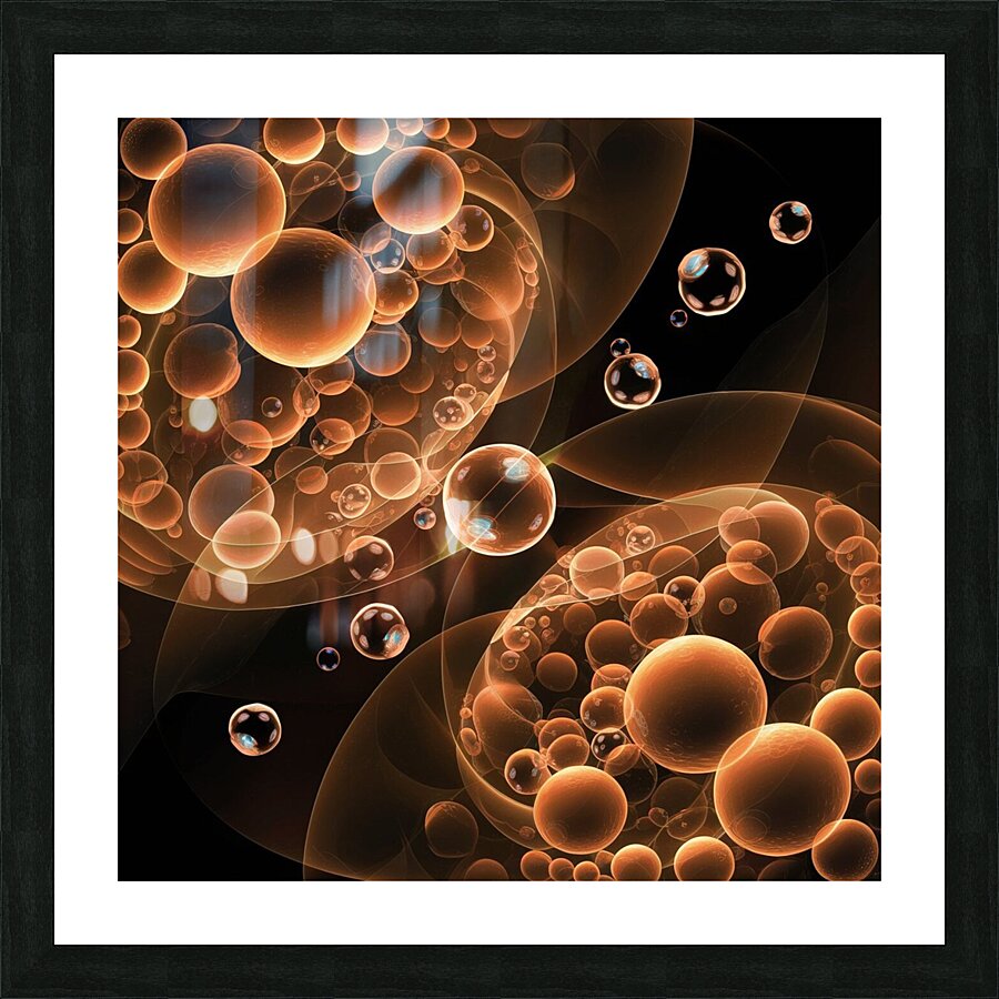 Glowing background with bubbles Picture Frame print