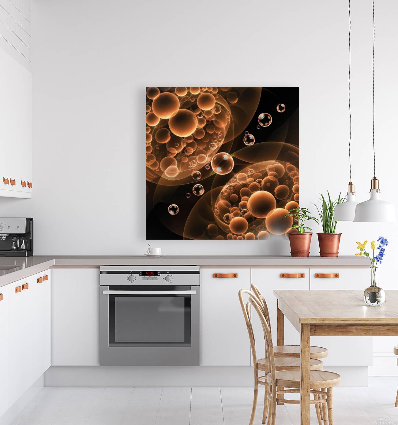 Glowing background with bubbles Reproduction