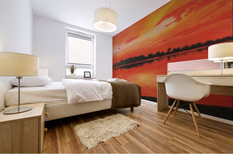 Red sky at night. Mural print