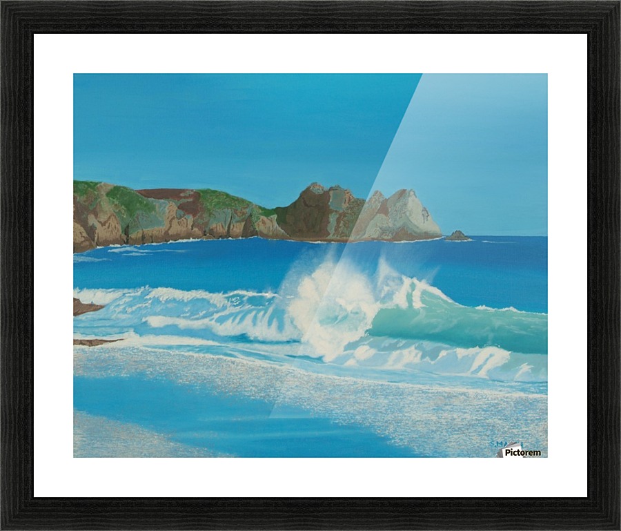 Porthcurno wave. Picture Frame print
