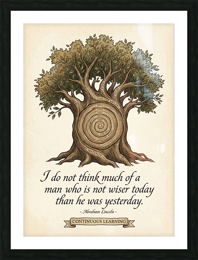Continuous Learning Wisdom Tree Ring Illustration Picture Frame print
