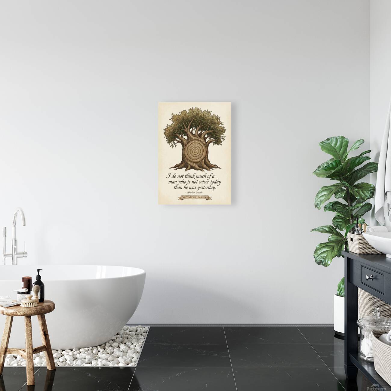 Continuous Learning Wisdom Tree Ring Illustration Reproduction
