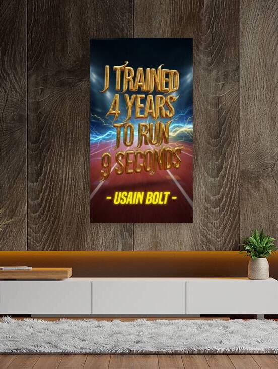 Motivational Quote Golden 3D Text on Dramatic Sports Track Background by Maxi Art