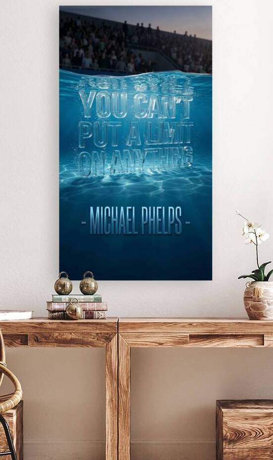 Motivational Quote Underwater Text Floating in Blue Swimming Pool by Maxi Art