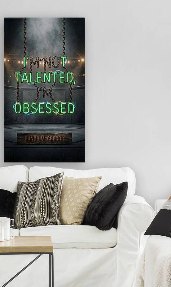 Conor McGregor Quote Obsessed Neon Sign Hanging on Chains by Maxi Art