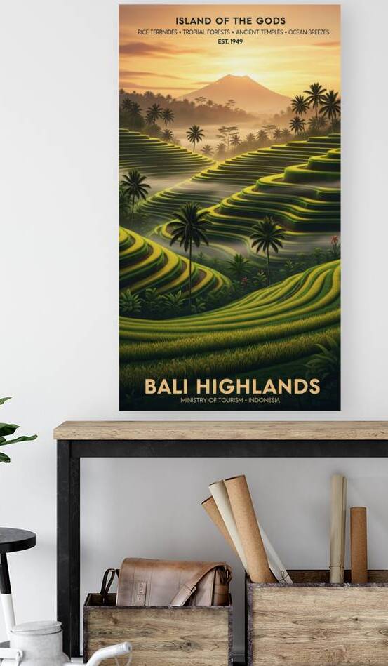 Borobudur Temple Sunrise Travel Poster with Stupa by Maxi Art