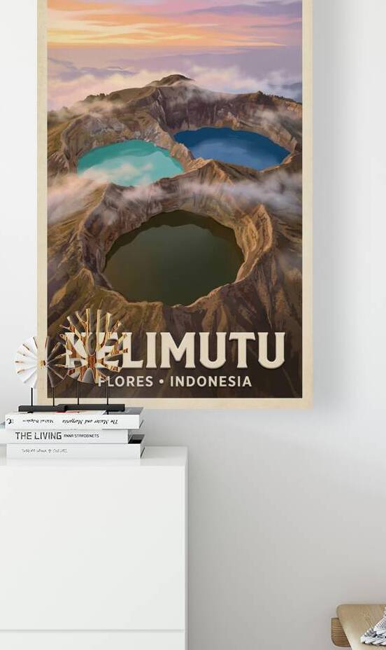 Kelimutu Volcanic Crater Lakes Vintage Travel Pos by Maxi Art