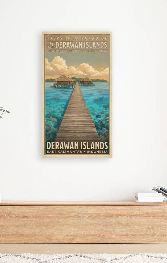Derawan Islands Travel Poster Vintage Illustratio by Maxi Art