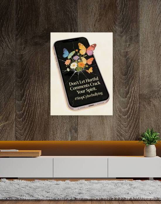 Cyberbullying Awareness Illustration Cracked Phon by Maxi Art