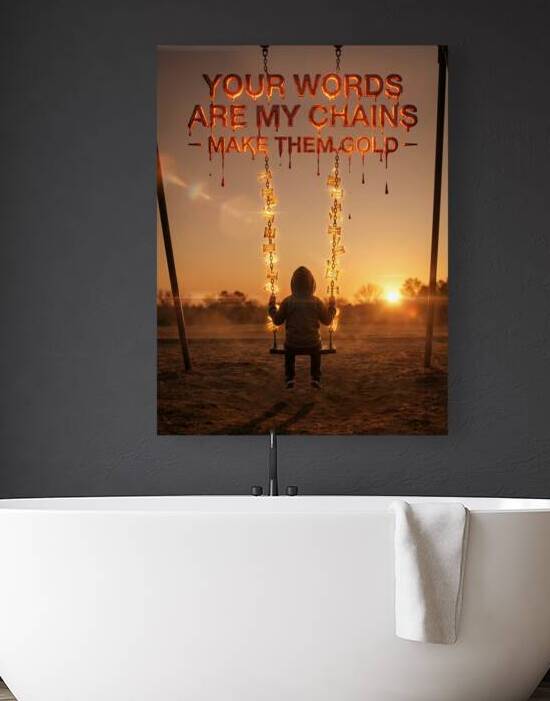 Power of Words Child on Swing Under Chains of Glo by Maxi Art