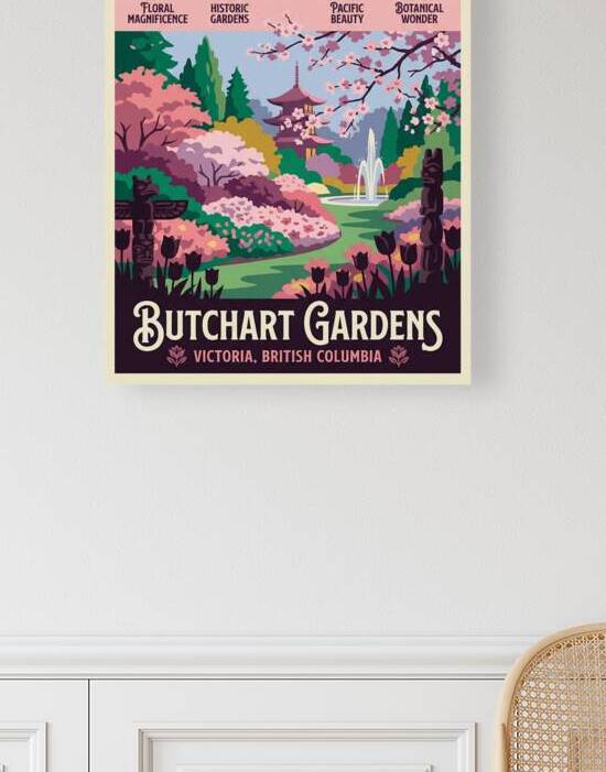 Butchart Gardens Travel Poster Illustration Victo by Maxi Art