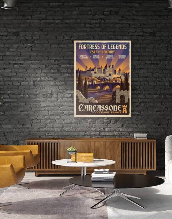 Carcassonne Medieval Citadel Vintage Travel Poste by Maxi Art