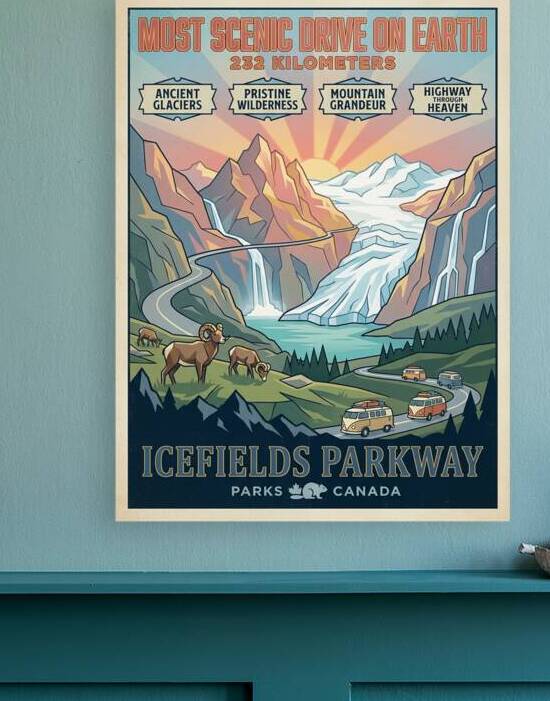 Icefields Parkway Travel Poster Featuring Scenic by Maxi Art
