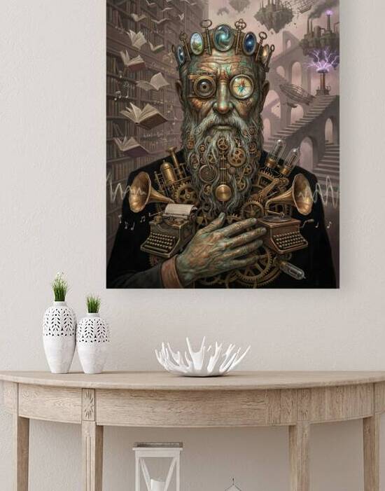 Steampunk Man Portrait with Gears Clockwork and Vintage Techno by Maxi Art