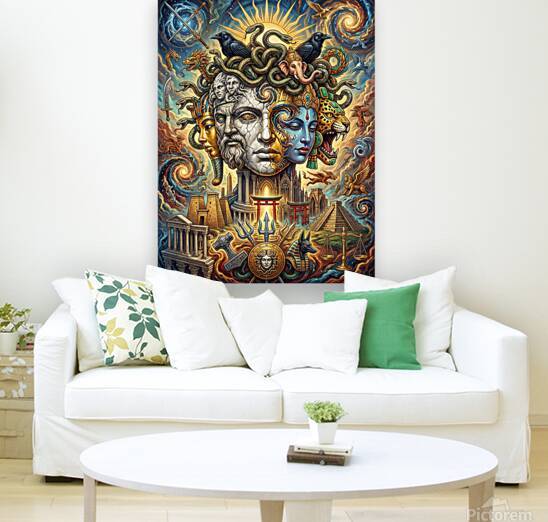 Mythological Fusion Maximalist Illustration of Ancient Gods Sym by Maxi Art