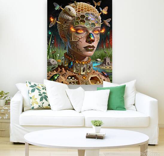 Surreal Insect Portrait of a Maximalist Fantasy Woman with Honey by Maxi Art