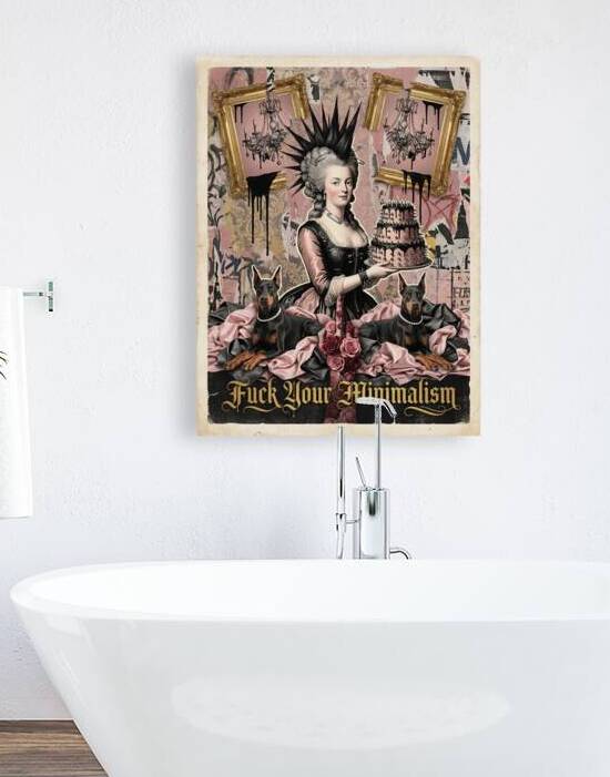 Punk Rococo Digital Collage Featuring Mohawked Queen Spiked Cak by Maxi Art