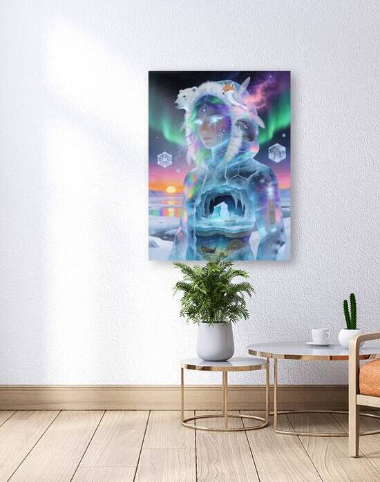 Arctic Spirit Woman in Crystal Ice Parka with Polar Animals and  by Maxi Art
