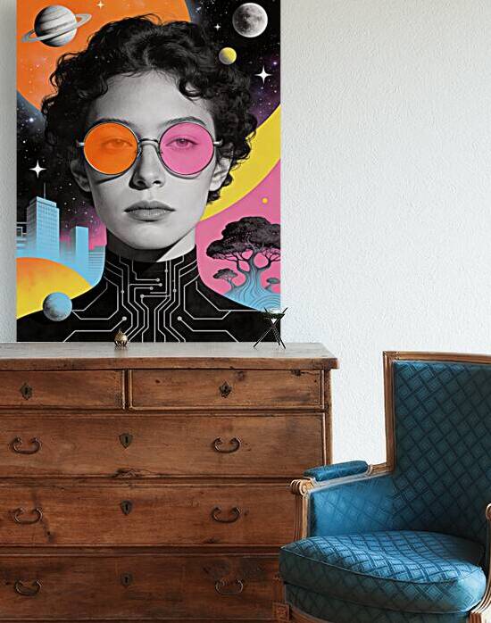 Maximalist Collage Portrait of Woman Wearing Mismatched Colored  by Maxi Art