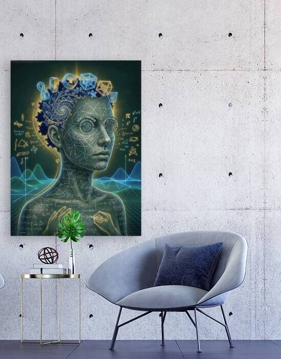 Conceptual Mathematics and Science: Digital Brain with Fractal P by Maxi Art