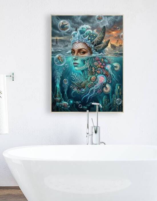 Ocean Goddess Emerging from Stormy Ocean Waves Deep Sea Maximal by Maxi Art