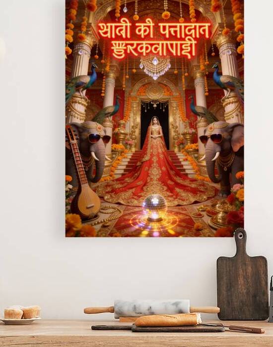 Indian Wedding Luxury Background Featuring Bride Peacocks Elep by Maxi Art
