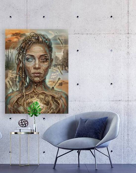 Surreal Portrait of Woman Revealing Ancestry History and Digit by Maxi Art