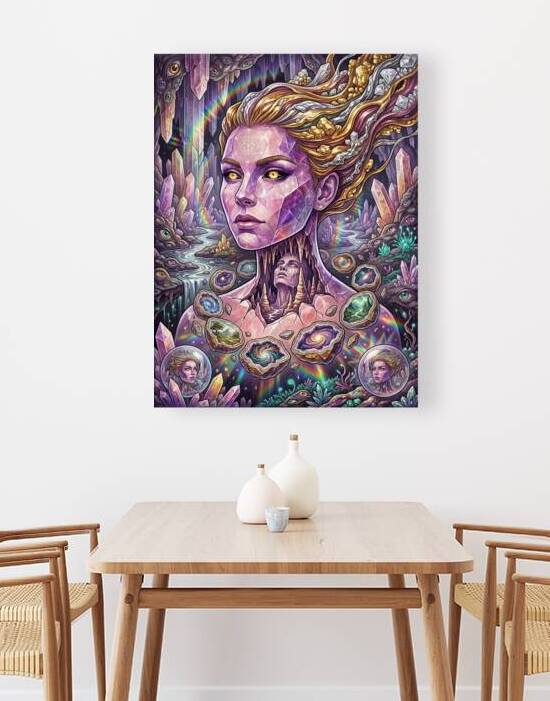 Crystal Goddess Maximalist Illustration in a Surreal Psychedelic by Maxi Art