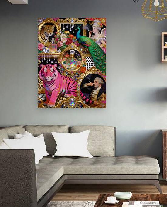Maximalist Collage of Opulent Baroque Style with Pink Tiger Pea by Maxi Art