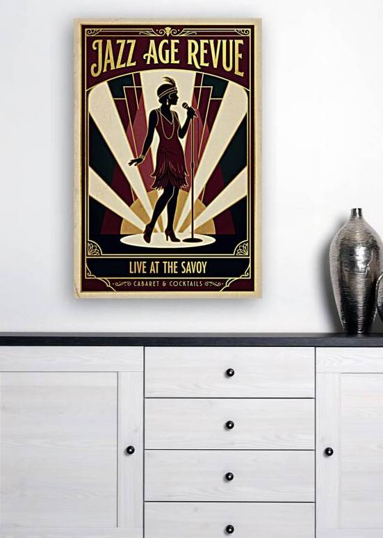 Art Deco Poster for Jazz Age Revue: Vintage Flapper Singer Silho by Maxi Art