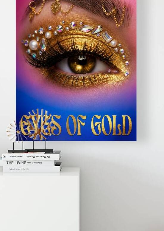 Gold Eye Makeup Look with Rhinestones Pearls and Chains on a B by Maxi Art
