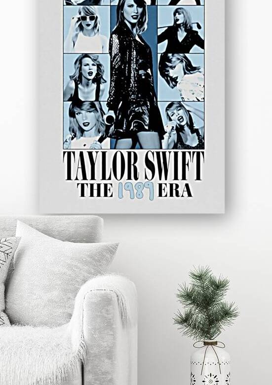 Taylor Swift 1989 Era Portrait Collage in Blue Duotone Style by Maxi Art