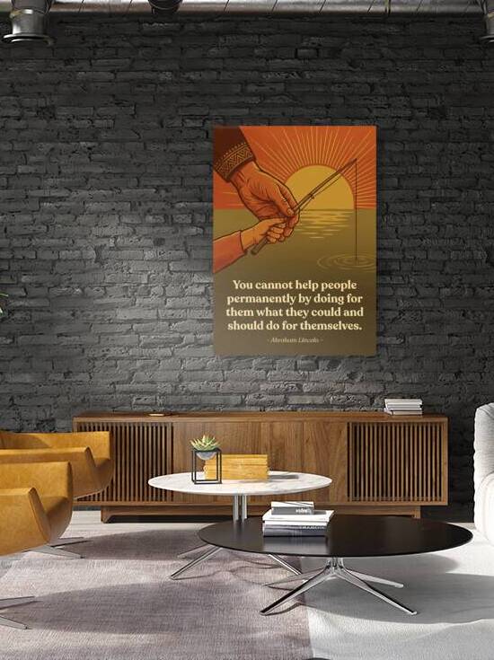 Mentorship Illustration Teaching Fishing Retro Poster by Maxi Art