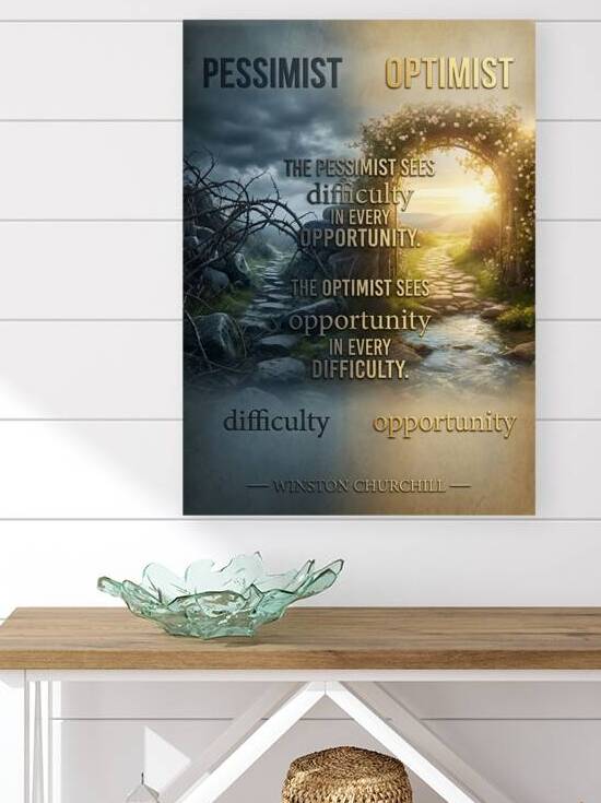 Optimist Pessimist Contrast Quote Motivational Poster by Maxi Art
