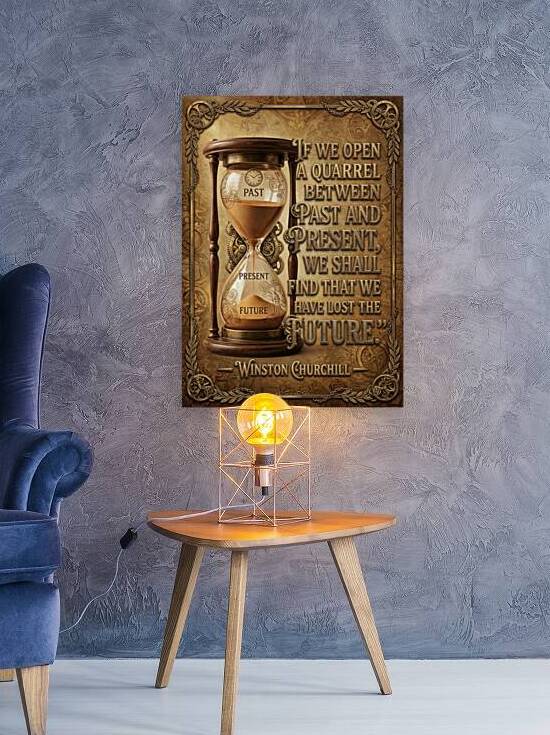 Steampunk Time Quote Hourglass Vintage Illustration by Maxi Art