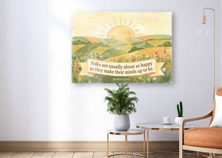 Abraham Lincoln Quote Happy Watercolor Landscape Illustration by Maxi Art