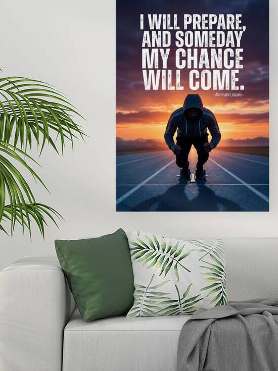 Motivational Quote: Runner Preparing for Success by Maxi Art